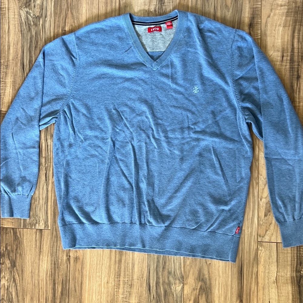 Izod Classic Blue V-Neck Sweater Sz XL